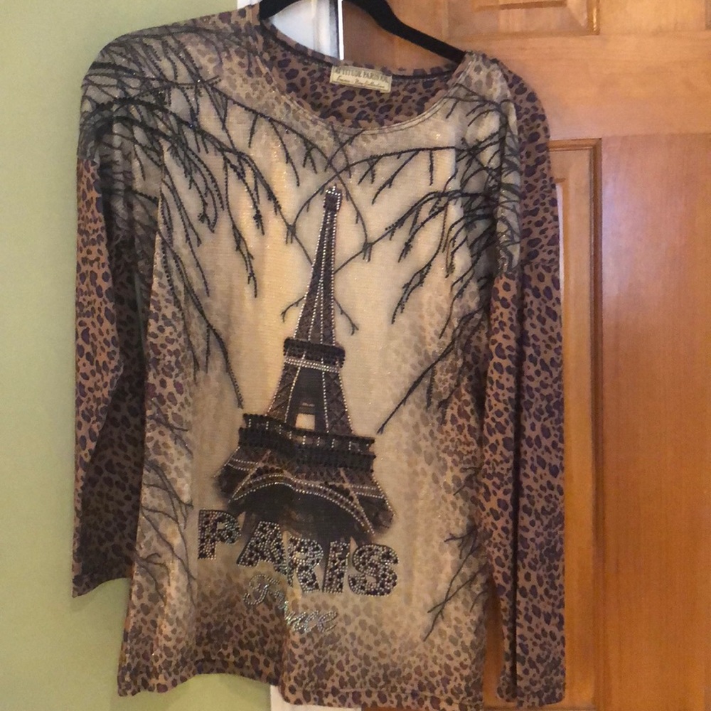Leopard sequin Eiffel Tower sweater